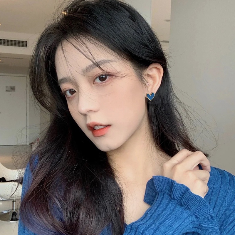 Hoa Tai Hình Trái Tim Màu Xanh Dương Cho Nữ
