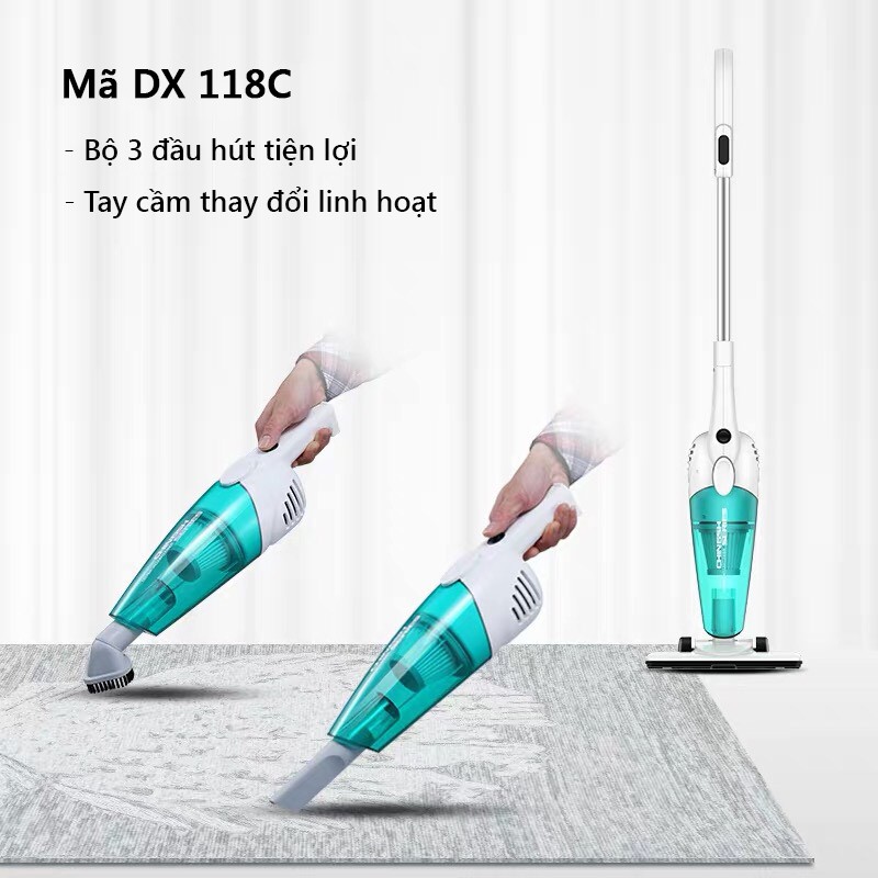 Máy hút bụi gia đình DEERMA XIAOMI DX115C - DX118C kèm 3 đầu hút công suất lớn vt124