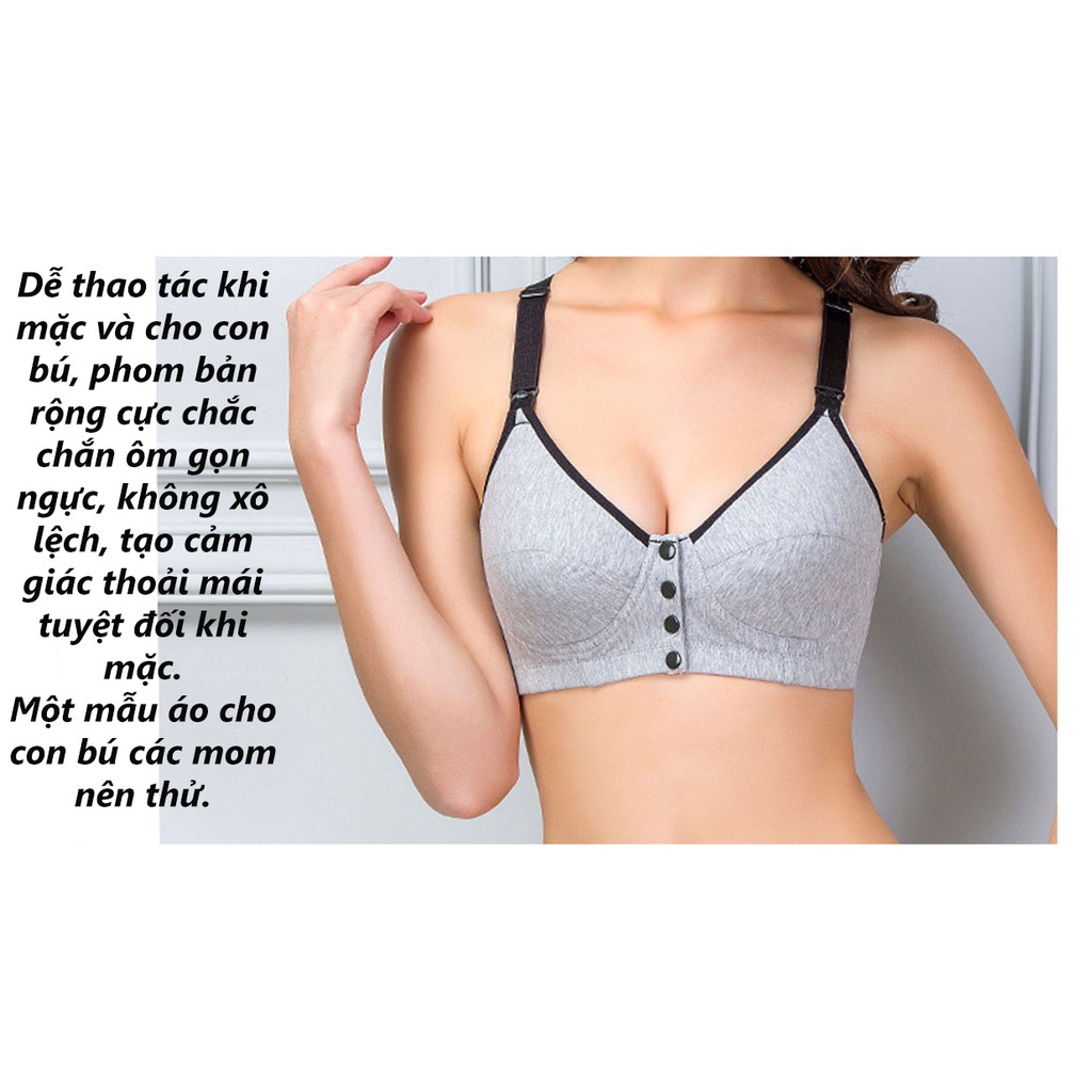 Áo Ngực Bầu Và Cho Con Bú Cài Trước Chống Chảy Xệ, Cho Mẹ Bầu Sau Sinh, Có 2 Kiểu Mở Cho Con Bú, Gom Ngực Gọn