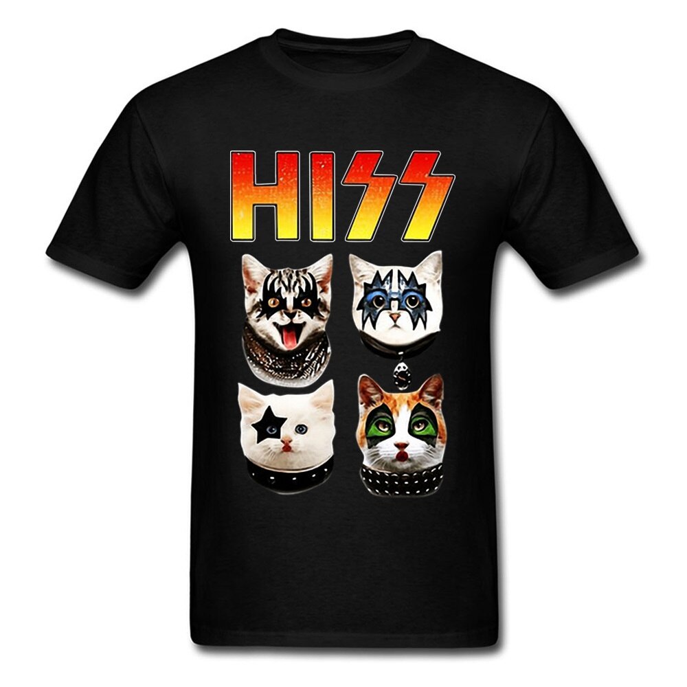 Hip Hop Nam Cotton Áo Kiss Hiss Mèo Rock Meow Nhóm Hiphop Rockest Gothic Tùy Chỉnh Ngộ nghĩnh Tee