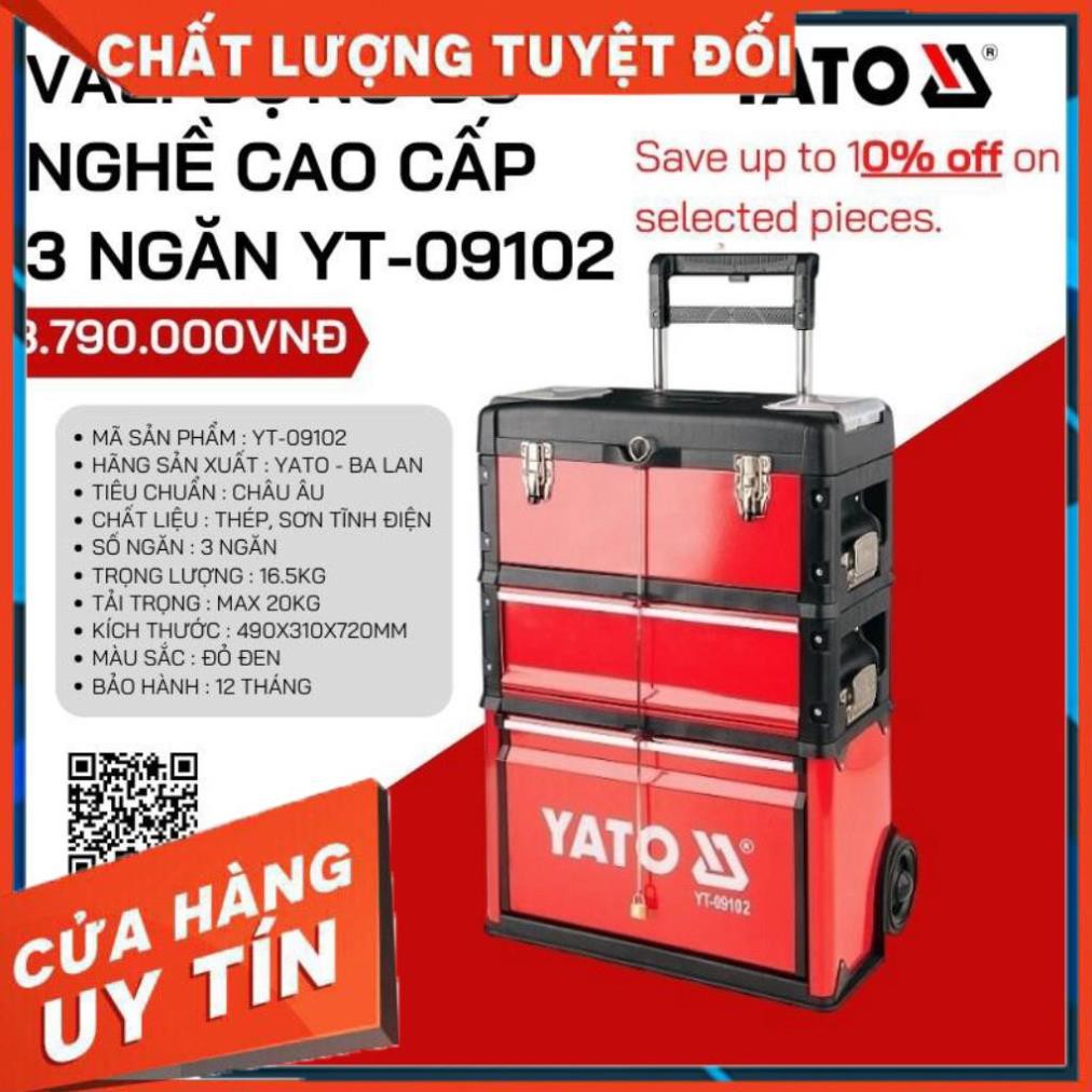 [Hàng xịn] Đồ Nghề Yato Balan. Vali đựng đồ nghề di động 3 ngăn Yato YT-09102