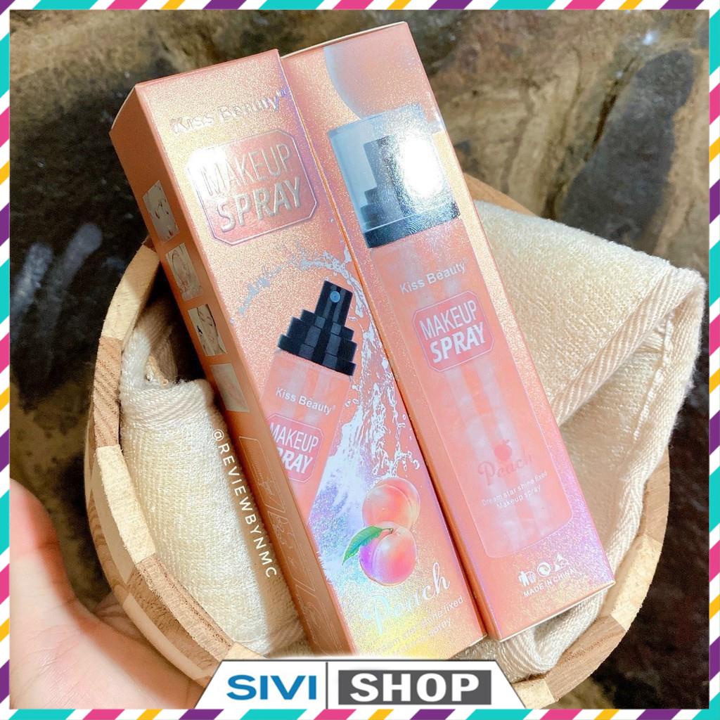 Xịt khóa nền Kiss Beauty hương Đào 110ml giữ lớp trang điểm cố định lâu trôi