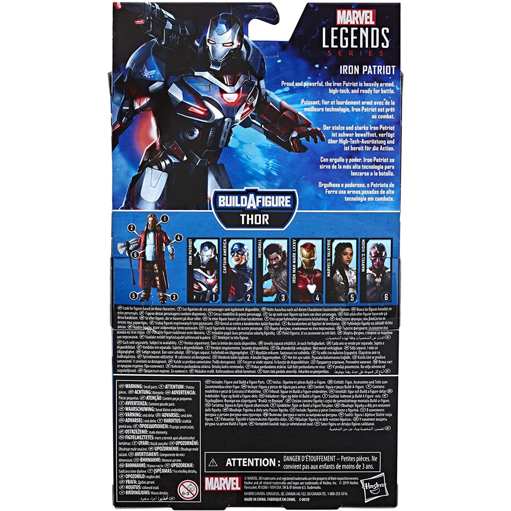 (Pre-Oder) Mô hình Iron Patriot Avengers Marvel Legends Series Endgame 6" Collectible Action