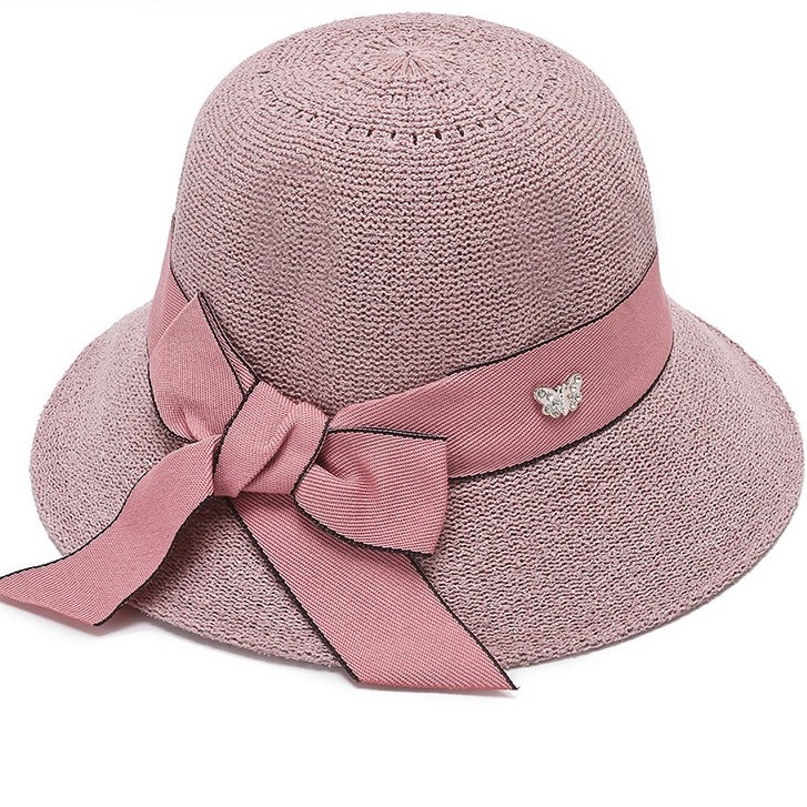 Mũ cói tiểu thư đi biển thắt nơ T2