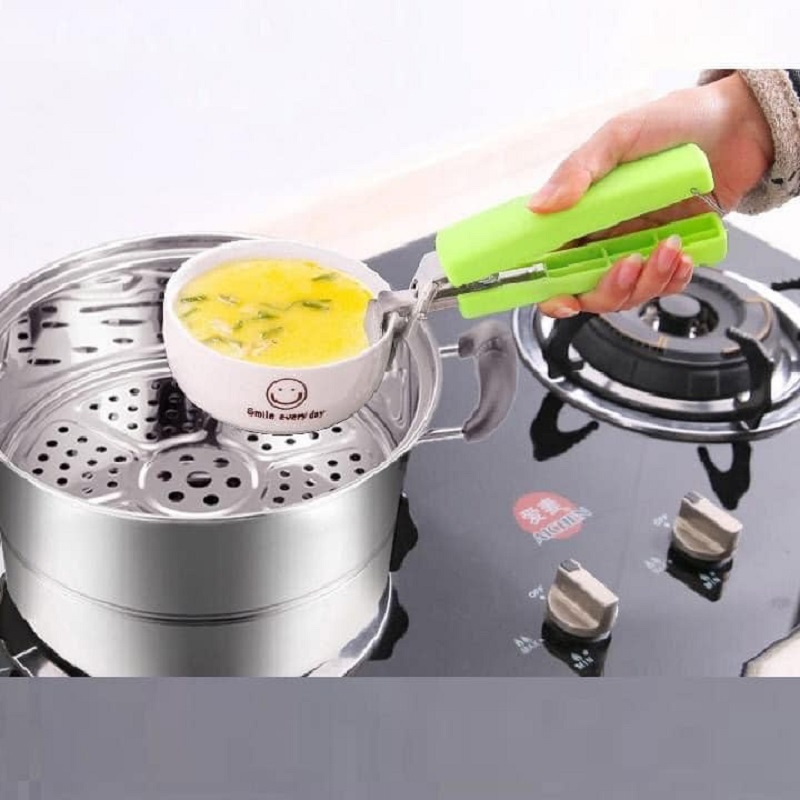 Dụng Cụ Kẹp Gắp Đồ Nóng Nhà Bếp inox Cán Nhựa Xanh Cách Nhiệt