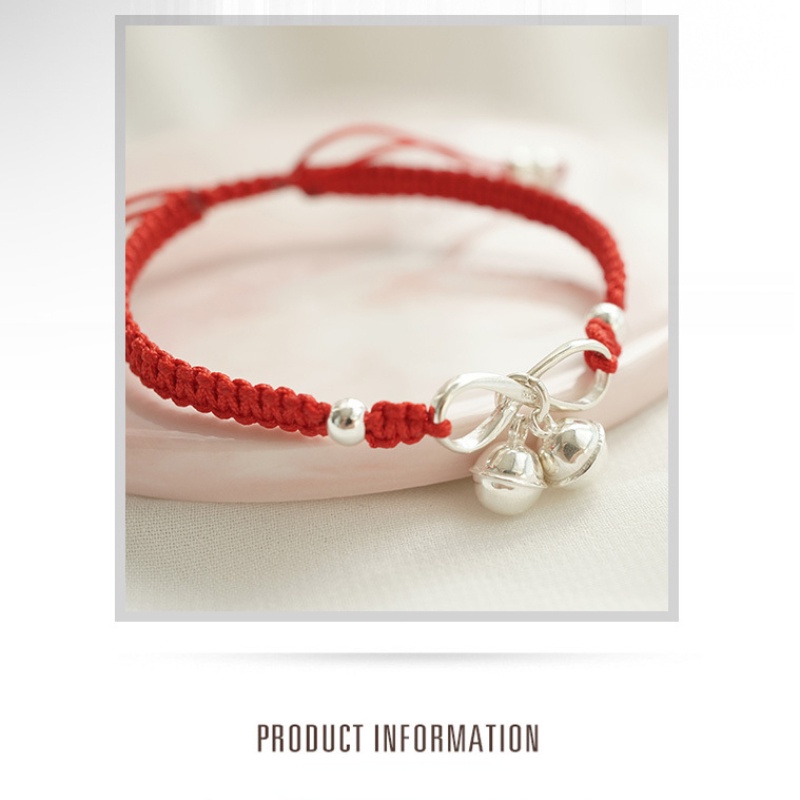 Vòng đeo tay dệt ruy băng đỏ Vòng đeo tay chuông chuông thời trang tinh tế đơn giản và thanh lịch vòng đeo tay nữ