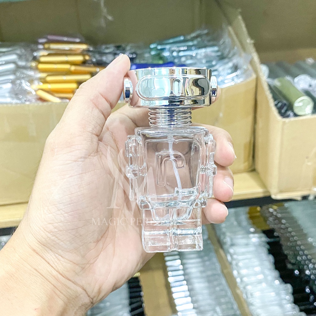 Chai lọ đựng nước hoa thủy tinh cao cấp phun sương mô hình robot dung tích 30ml/ 50ml