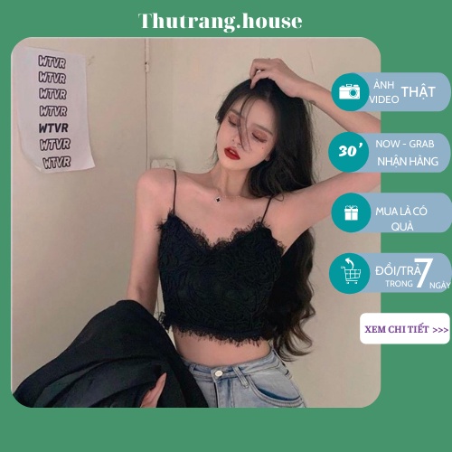 Áo croptop 2 dây nữ ren hoa - Áo 2 dây lụa mảnh siêu hot hàng cao cấp sexy M24