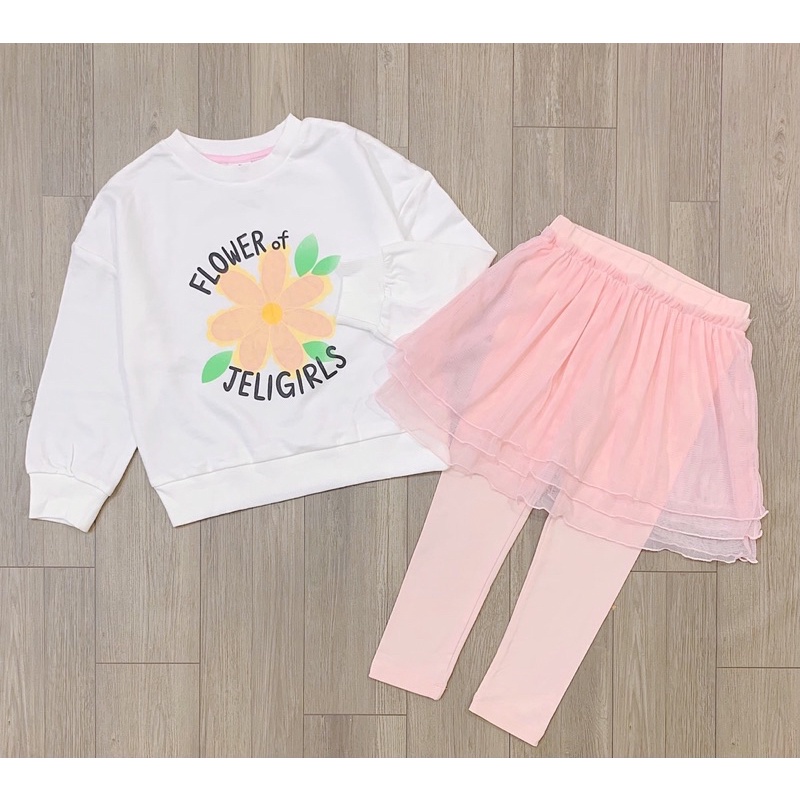 Áo Nỉ Bé Gái Kèm Váy Jelispoon Dư Xịn, Set Bộ Nỉ Bé Gái size 100-150