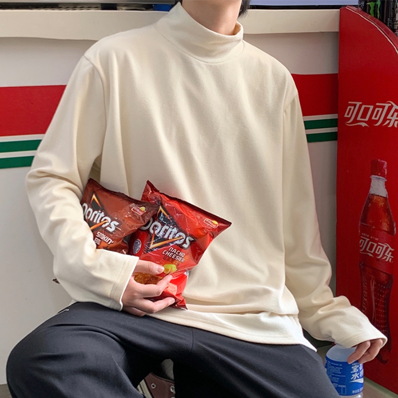 Áo sweater tay dài dáng rộng cổ cao kiểu Hàn Quốc thời trang Thu Đông cho nam