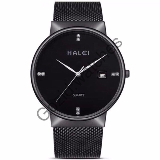 Đồng hồ cặp đôi dây thép lụa Halei Black -Gozid.watches