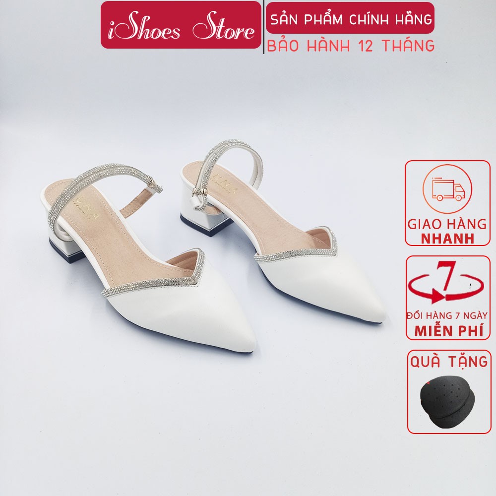 Sandal nữ thời trang mũi nhọn, quai kim tuyến đế vuông 3cm - X177