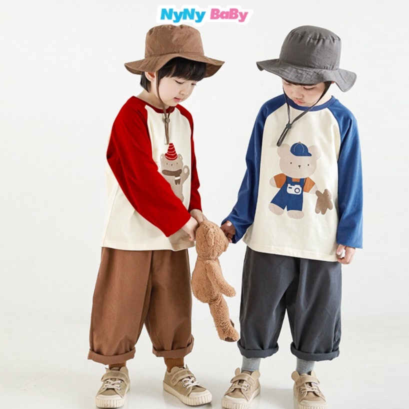 Áo Dài Tay Thu Đông Dáng Hàn Quốc Cho Bé Trai Bé Gái Nyny Baby Vải Cotton Co Giãn 4 Chiều Từ 1-7 Tuổi   AD3M