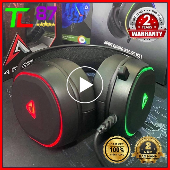 Tai Nghe Gaming Có Dây Headphone Chụp Tai VSP ESPORT VX1 LED 7 Màu - Tai Nghe Nhạc Máy Vi Tính Laptop Game Thủ Có Mic