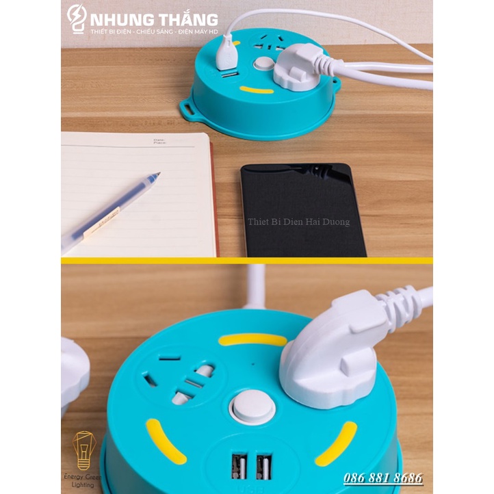 Ổ Cắm Điện Thông Minh Chuyển Đổi Đa Chức Năng OD-343 Dây Dài 1m8 - Có Đầu Cắm USB Chuẩn Sạc An Toàn Chống Giật