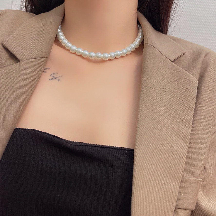 Dây chuyền nữ vòng cổ ngọc trai nhân tạo phong cách sang trọng hạt 4-6-8-10mm