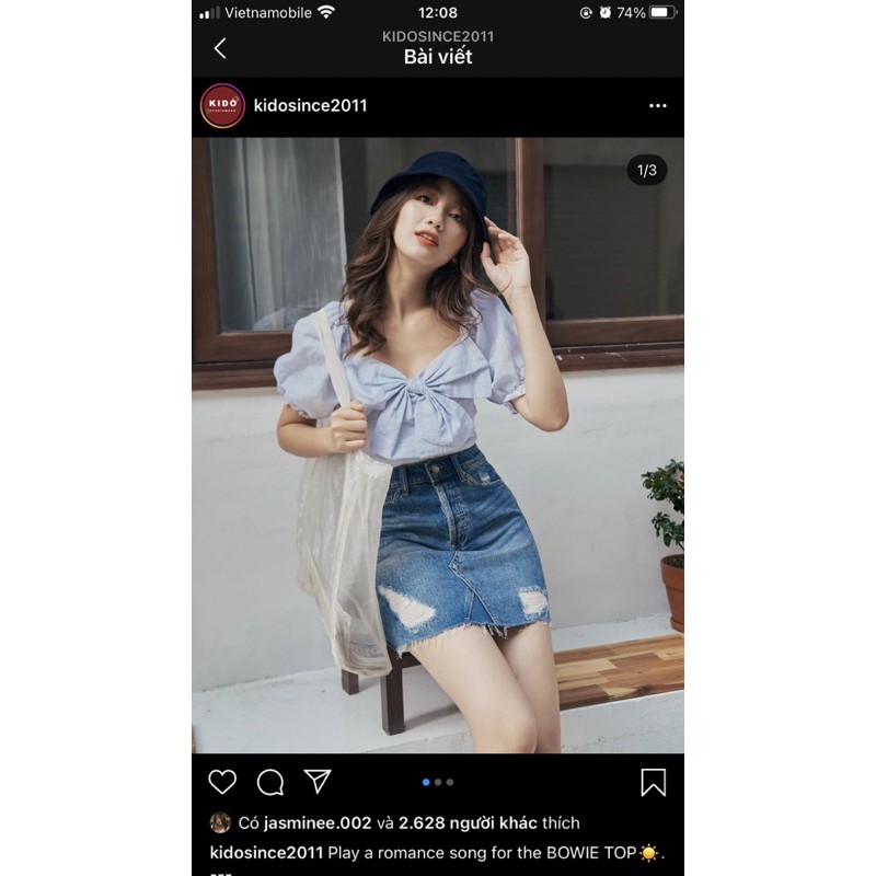 Áo croptop kiểu nơ bản to BOWIE TOP size M Kido @Kidosince2011 màu trắng