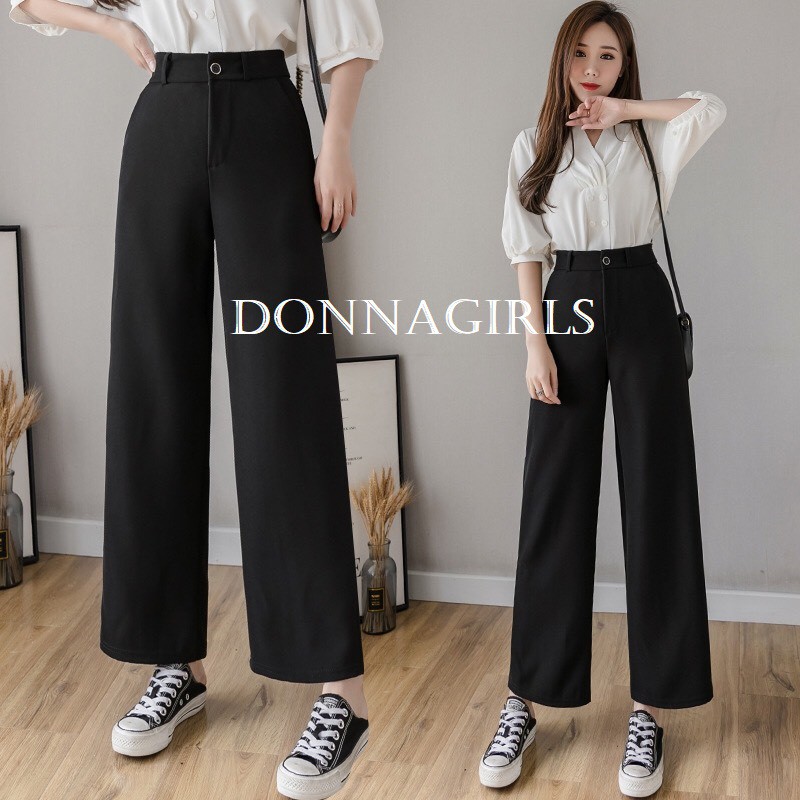 Quần ống rộng nữ lưng cao ống suông DONNAGIRLS QO03