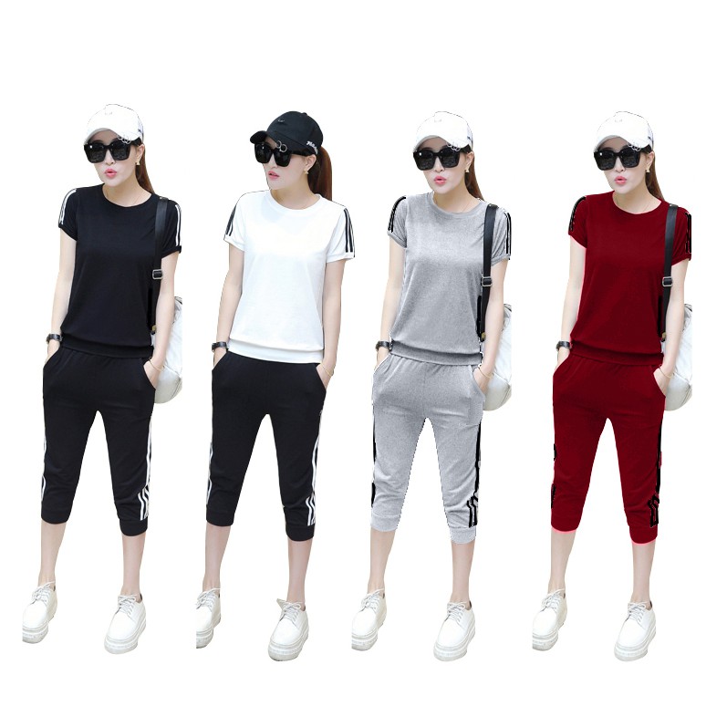Thanh lý-Bộ quần áo hè dáng thể thao 3 sọc Cotton thun đẹp