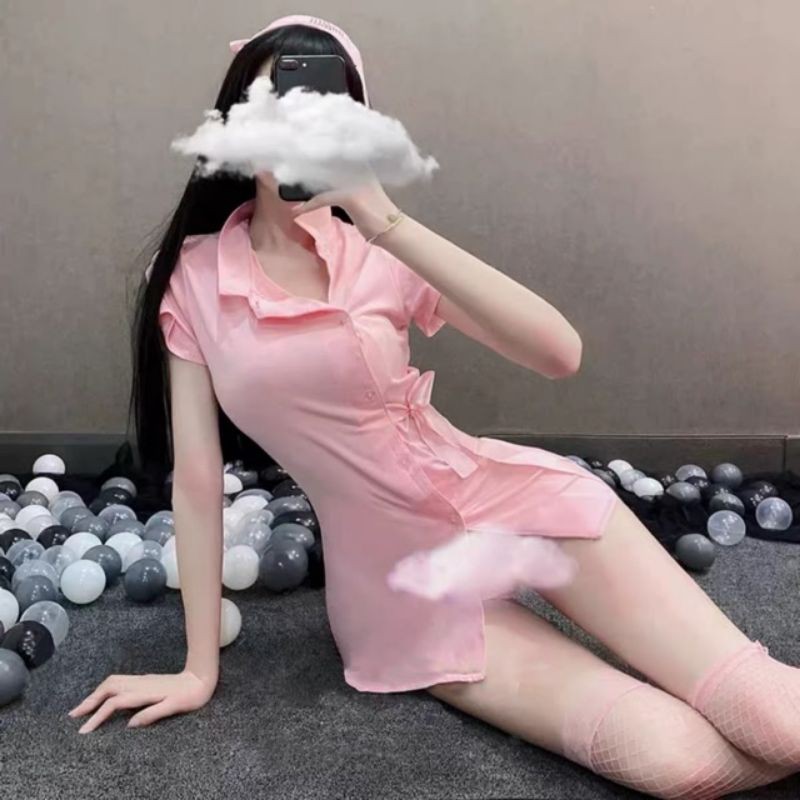 Cosplay nàng y tá hồng sexy - bộ váy ngủ hóa trang nữ điều dưỡng gợi cảm