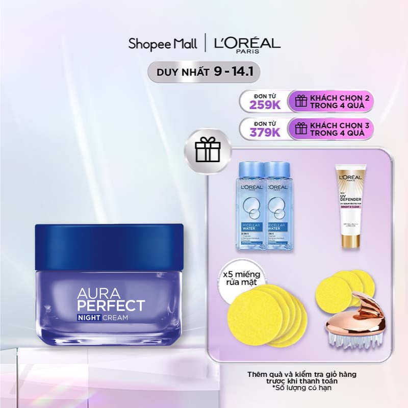 Kem dưỡng trắng da vitamin L'oreal Paris Aura Perfect ban đêm 50ml (Kem đêm)