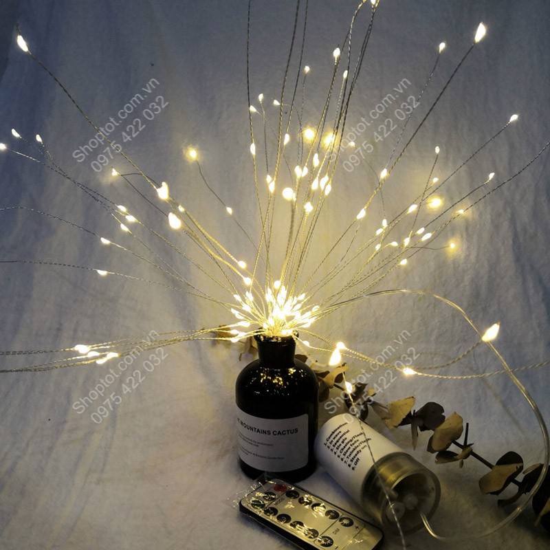 Đèn led dây trang trí hình hoa nhấp nháy nhiều chế độ, dùng pin tiểu AA, chống nước mưa, có điều khiển – r