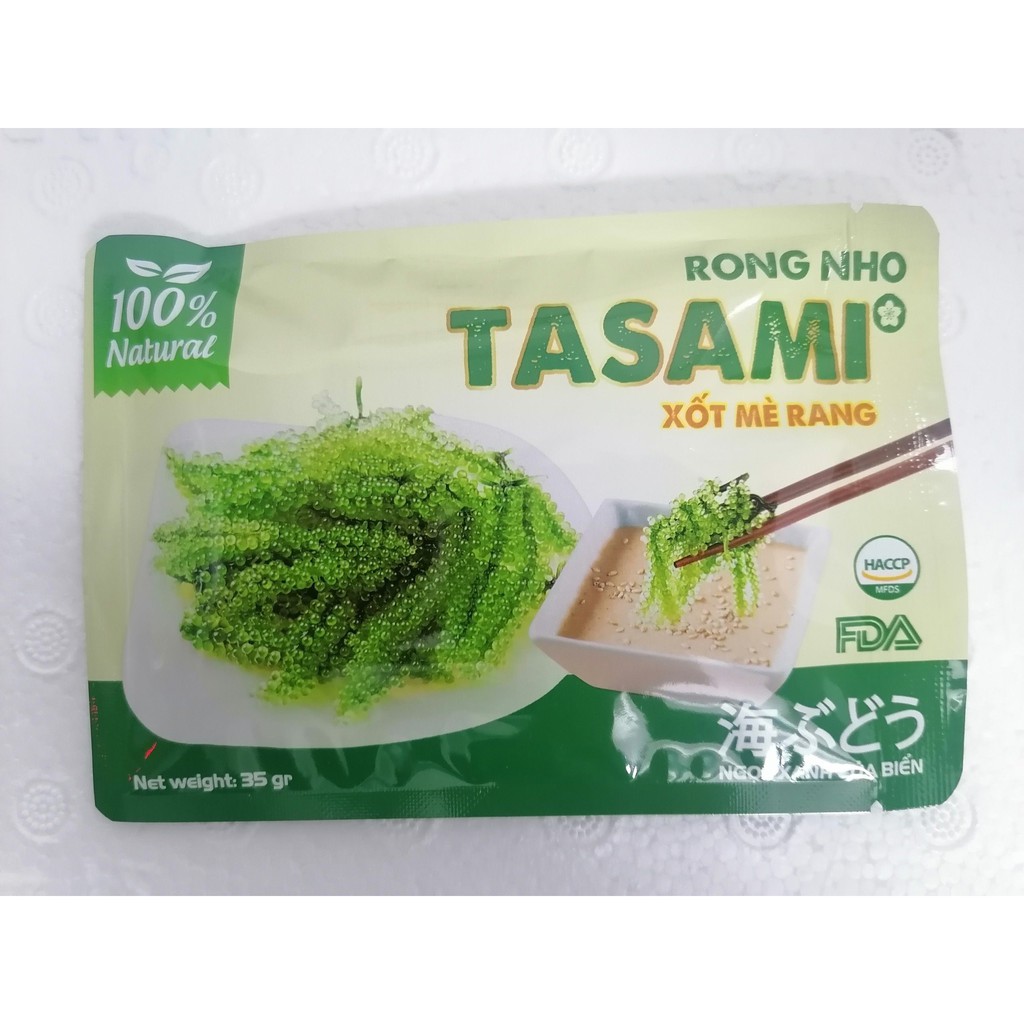[35g – gói lẻ] Rong nho & xốt mè rang [VN] TASAMI Sea Grape Seaweed & Roasted Sesame Sauce (alc-hk)