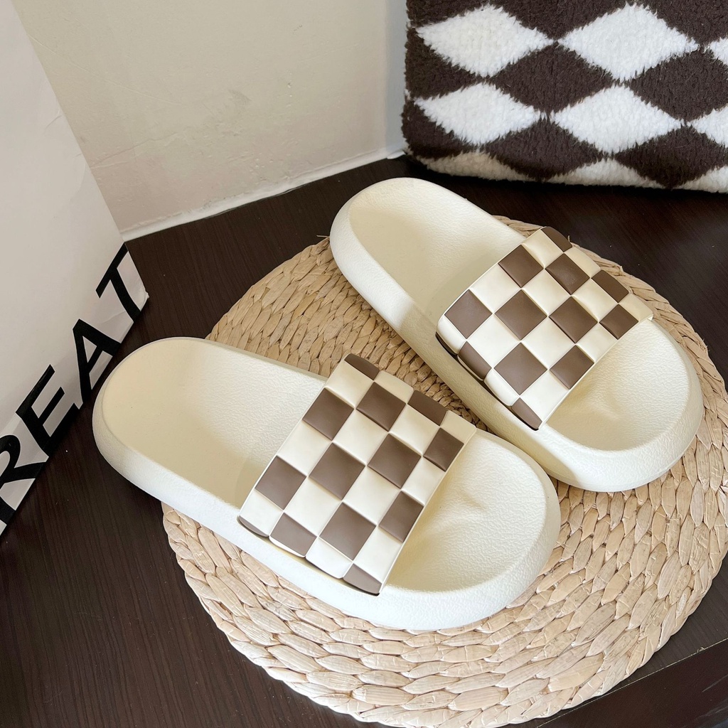 Dép Bánh Mì Kẻ Caro Laceva Chống Trơn DP09