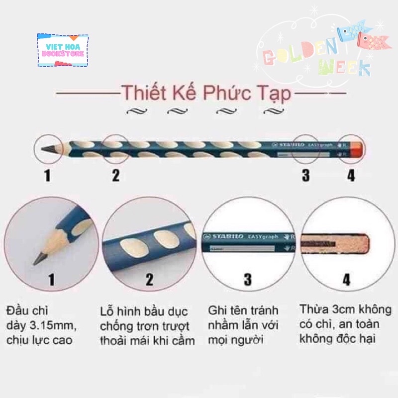 Bút chì định vị tay cầm 2B Cao cấp _ 12 bút tặng kèm 1 gọt bút chì