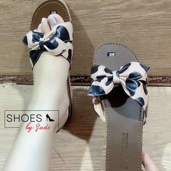 Lê nữ quai nơ chéo đủ màu đơn giản thời trang cho nữ mỏng nhẹ dép đi trong nhà , du lịch SUDI - SD025_AJA