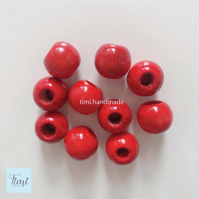 10 hạt gỗ tròn phủ bóng nhiều màu size 16mm/20mm làm macrame, trang trí, thủ công