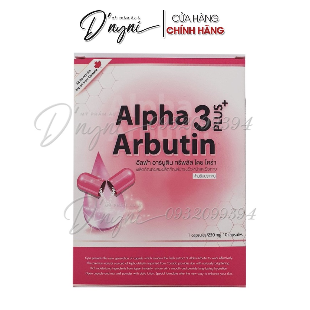 [Hộp 10 Viên] Bột Dưỡng Trắng Ban Đêm Alpha Arbutin 3 Plus+ Powder Kyra Thái Lan