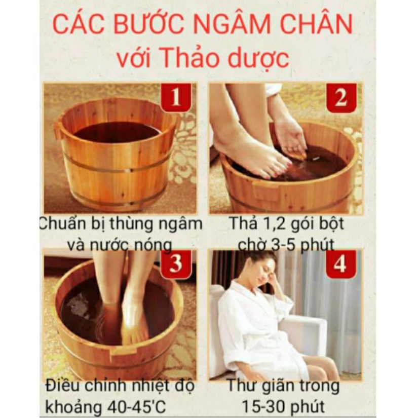 Bột thảo dược thuốc bắc ngâm chân đông y đóng gói túi lọc sẵn, lưu thông khí huyết