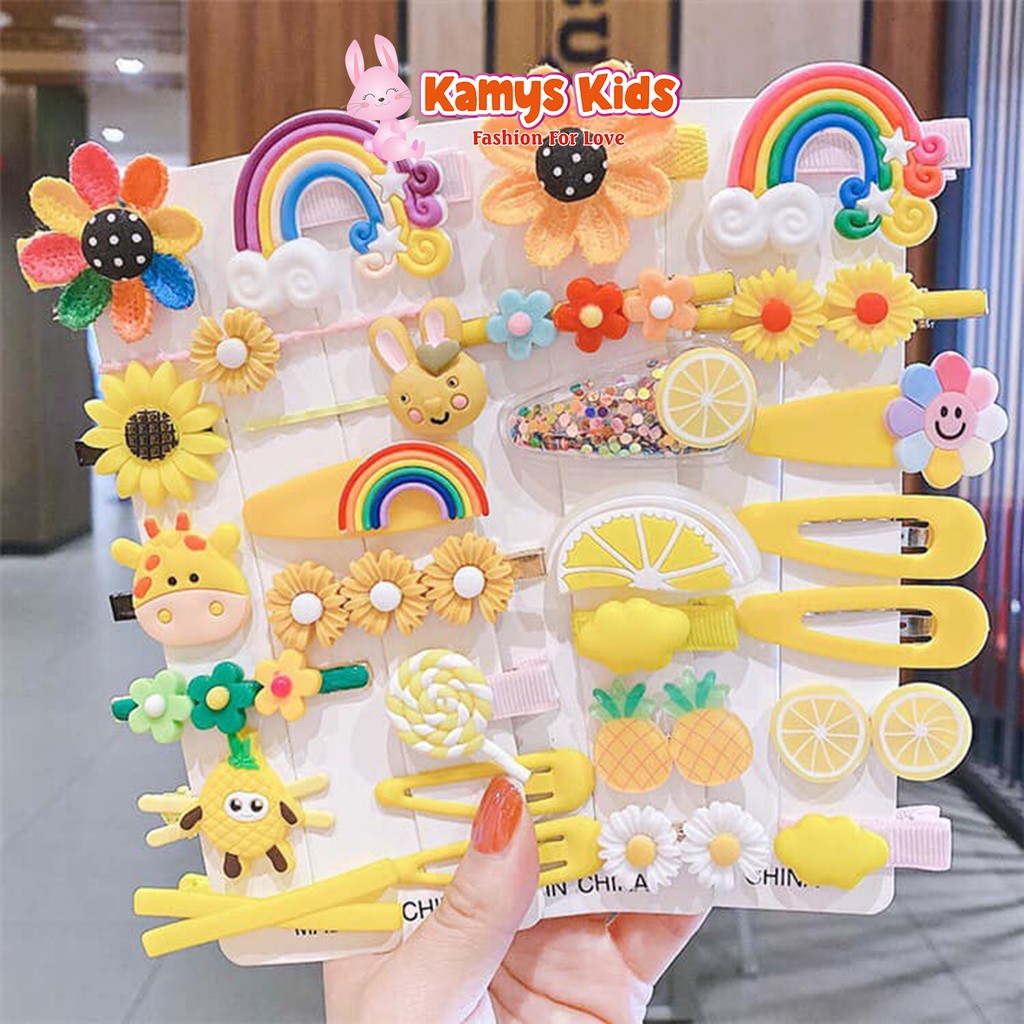 Set 14 kẹp tóc xinh xắn cho bé gái KAMYS KIDS