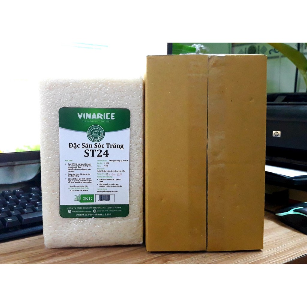 Gạo Đặc Sản Sóc Trăng ST24 túi ép chân ko 2kg thơm ngon thượng hạng