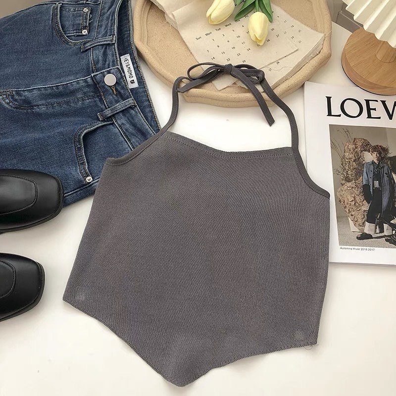 Áo Yếm Croptop Vạt Nhọn dáng Ôm Hở Lưng Quyến Rũ