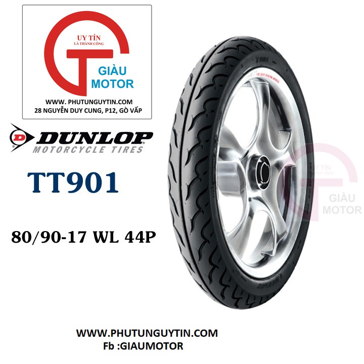 Lốp xe máy Dunlop size 80.90-17 TT901 TL 4, Vỏ xe máy Dunlop size 80/90-17 TT901 TL 4