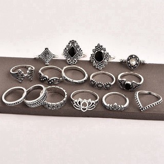 Set 15 nhẫn phong cách boho cổ điển