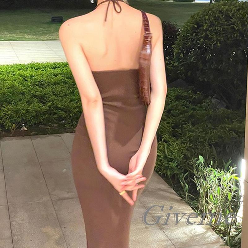 Đầm Ôm Không Tay Hai Dây Màu Sắc Trơn Thời Trang Mùa Hè Cho Nữ