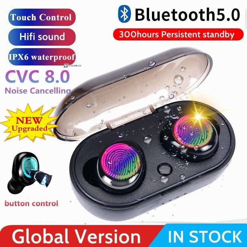 Y50 TWS Bluetooth Tai Nghe Không Dây Stereo Headphone Tai Nghe Thể Thao EarBuds Microphone Với Sạc Hộp Cho Điện Thoại Thông Minh-Godbless