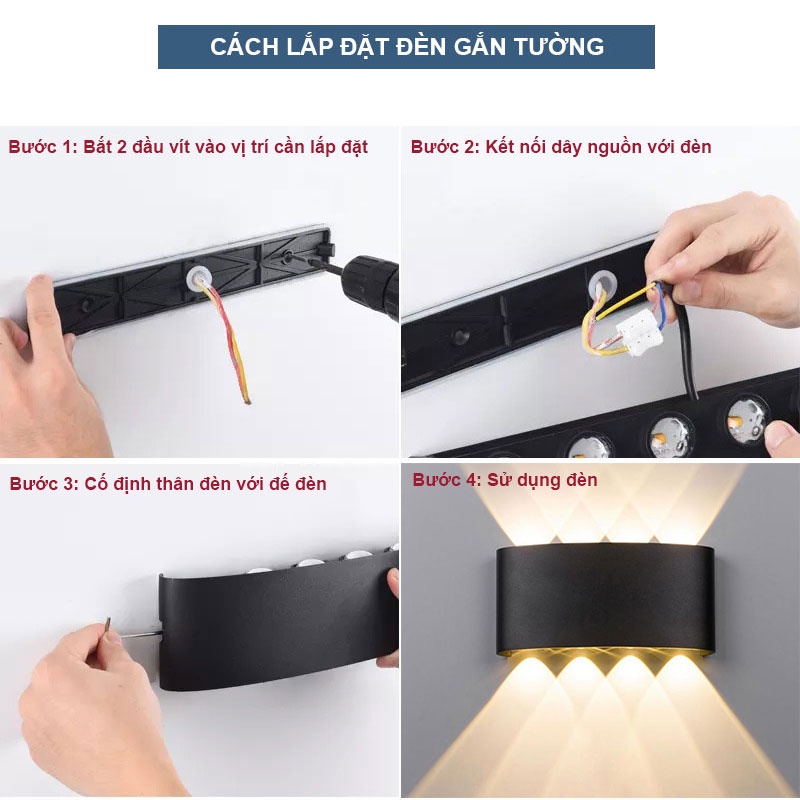Đèn Hắt Tường 2 Đầu,  Đèn Ngoài Trời, Đa Màu, Chống Nước Haledco Bảo Hành 1 Năm