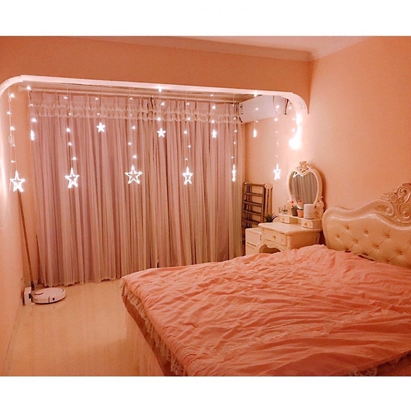 Đèn Nháy Mành thả hình Trăng, Sao, bóng banh, Đèn LED decor phòng, trang trí ngoài trời chống thấm nước