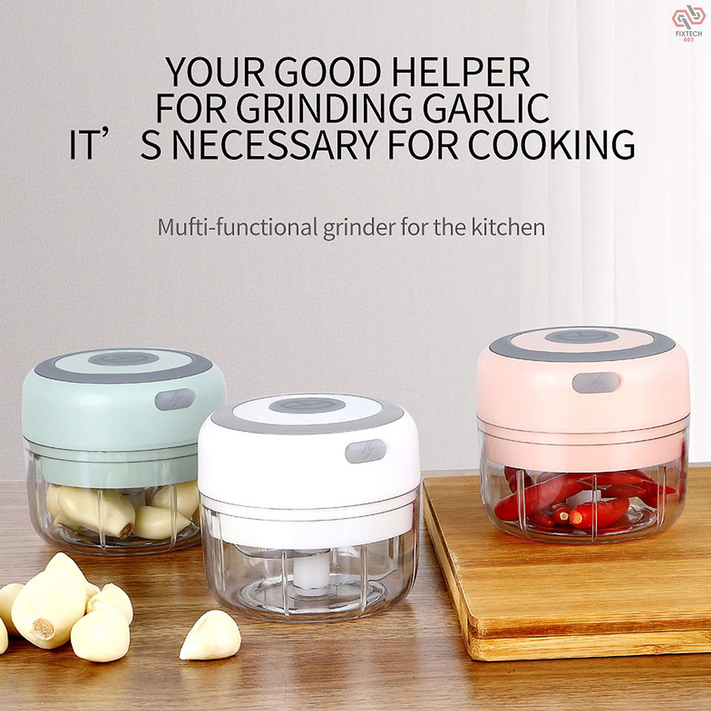 Mini Garlic Grinder Electric Garlic Chopper Cordless Food Fruit Vegetable Blender Kitchen Gadgets 250ML USB Rechargeable