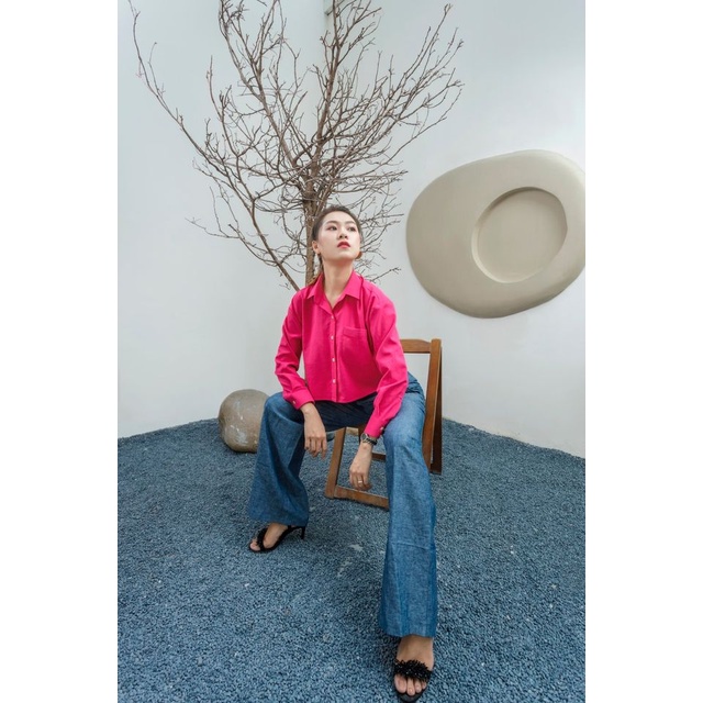 Jullie Top - Áo sơ mi linen hồng cánh sen