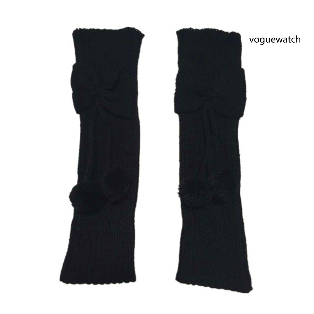 Vớ Dệt Kim Giữ Ấm Chân Đính Nơ Và Bóng Lông Thời Trang Cho Bé Gái