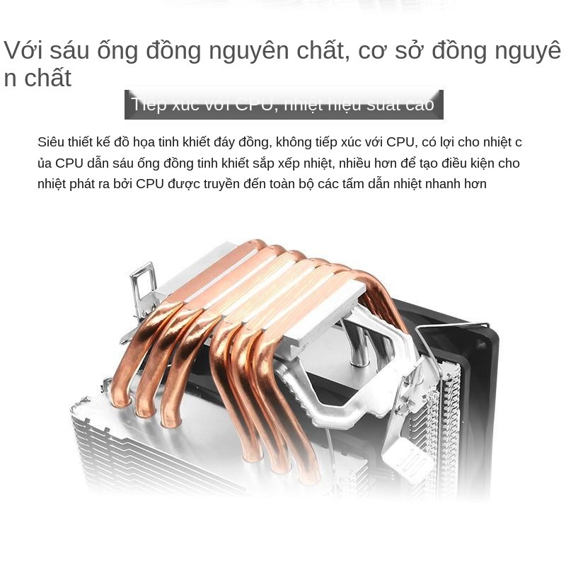 Bộ tản nhiệt CPU sáu Ống dẫn làm mát máy tính để bàn đa nền tảng đầy màu sắc của AMD giảm áp không ồn với quạt