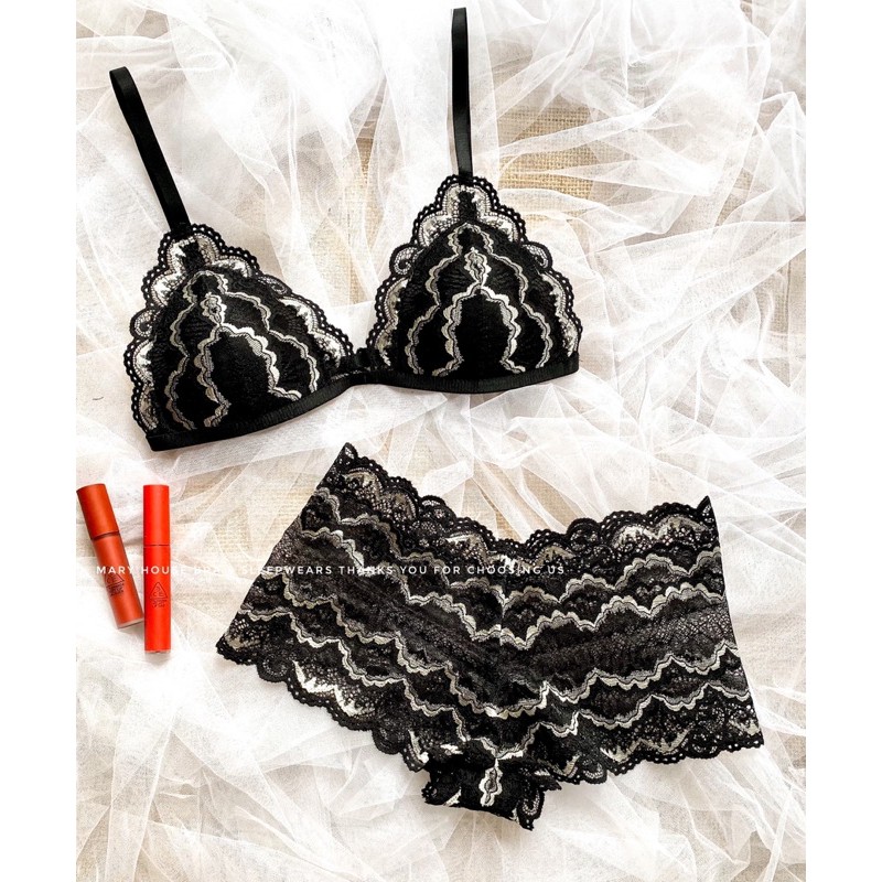 Set Bralette Ren Mút Ngực Quần Đùi MR006 Mary House Bra & Sleepwears | BigBuy360 - bigbuy360.vn