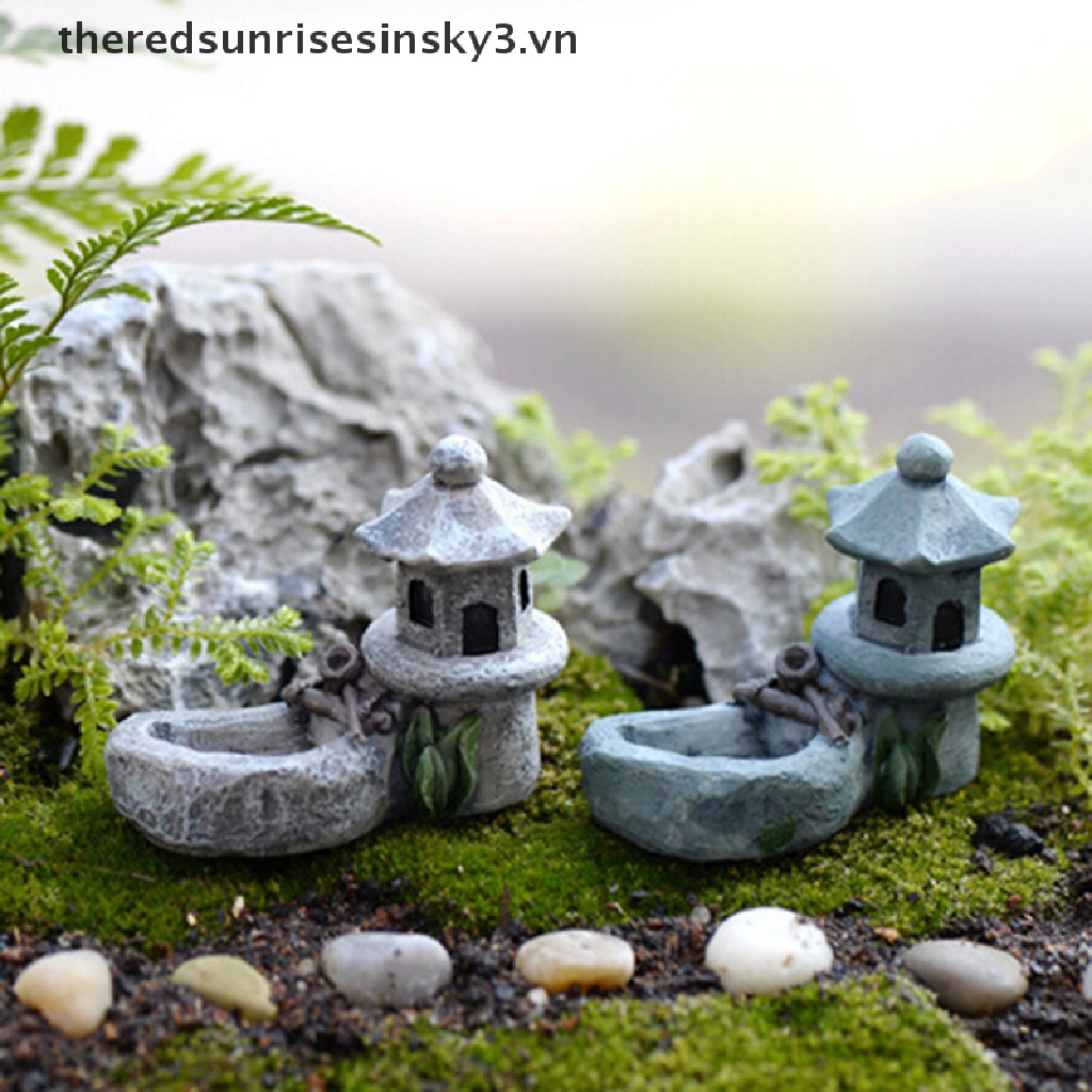 Bộ 3 Mô Hình Tháp Nhỏ Bằng Nhựa Resin Trang Trí Bể Cá Diy