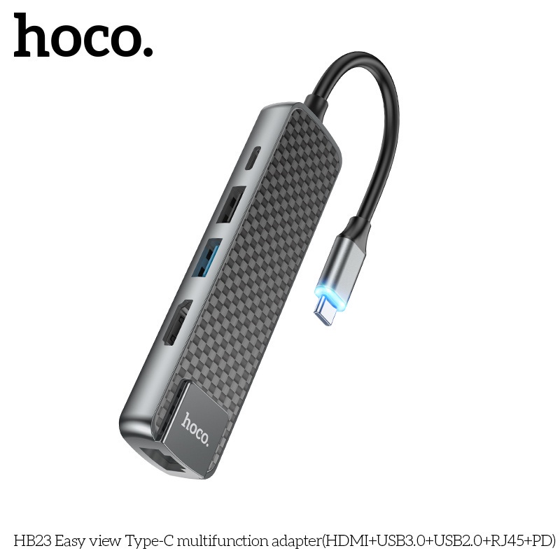 Bộ Chia 6 Cổng USB 3.0 Type C HOCO HB23 HB24 Tốc Độ Cao HDMI RJ45