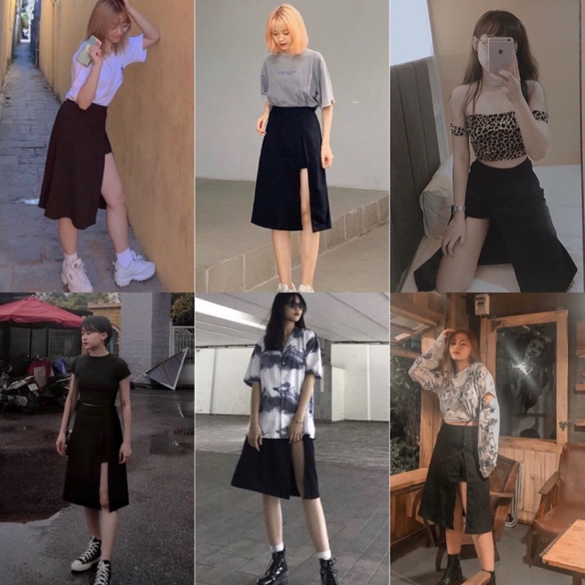Chân váy Hyon Skirt hack chân siêu dài - dáng váy suông dễ mix sau lưng phối chun co giãn kèm ảnh thật